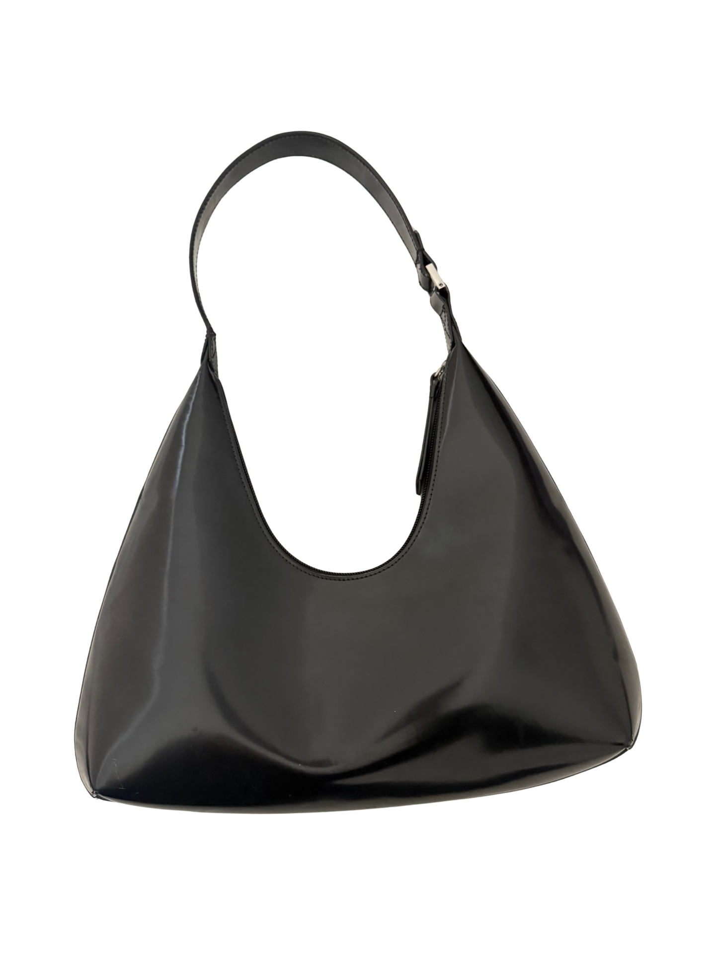 By Far Amber Black Semi Patent Leather Shoulder Bag