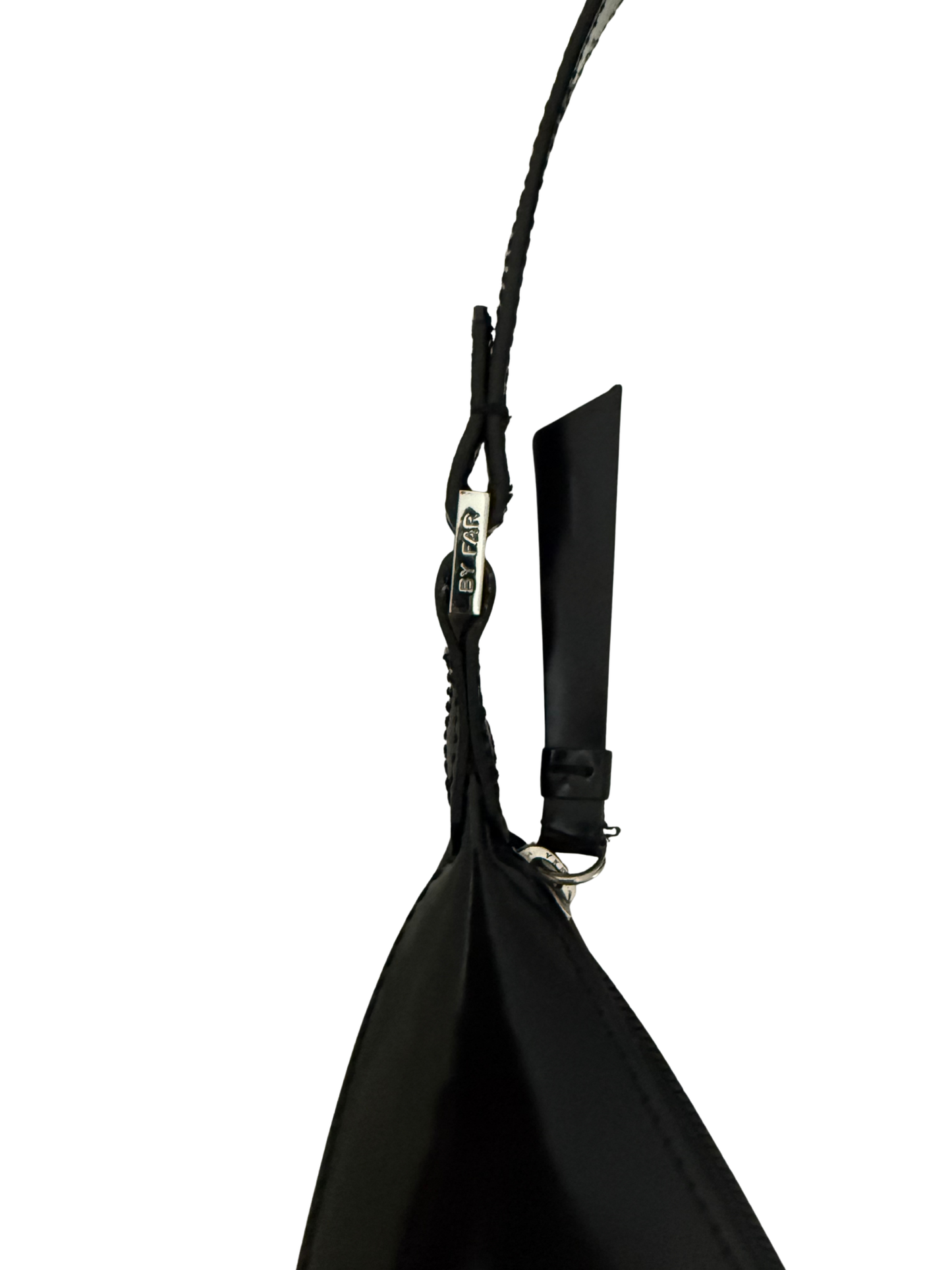 By Far Amber Black Semi Patent Leather Shoulder Bag