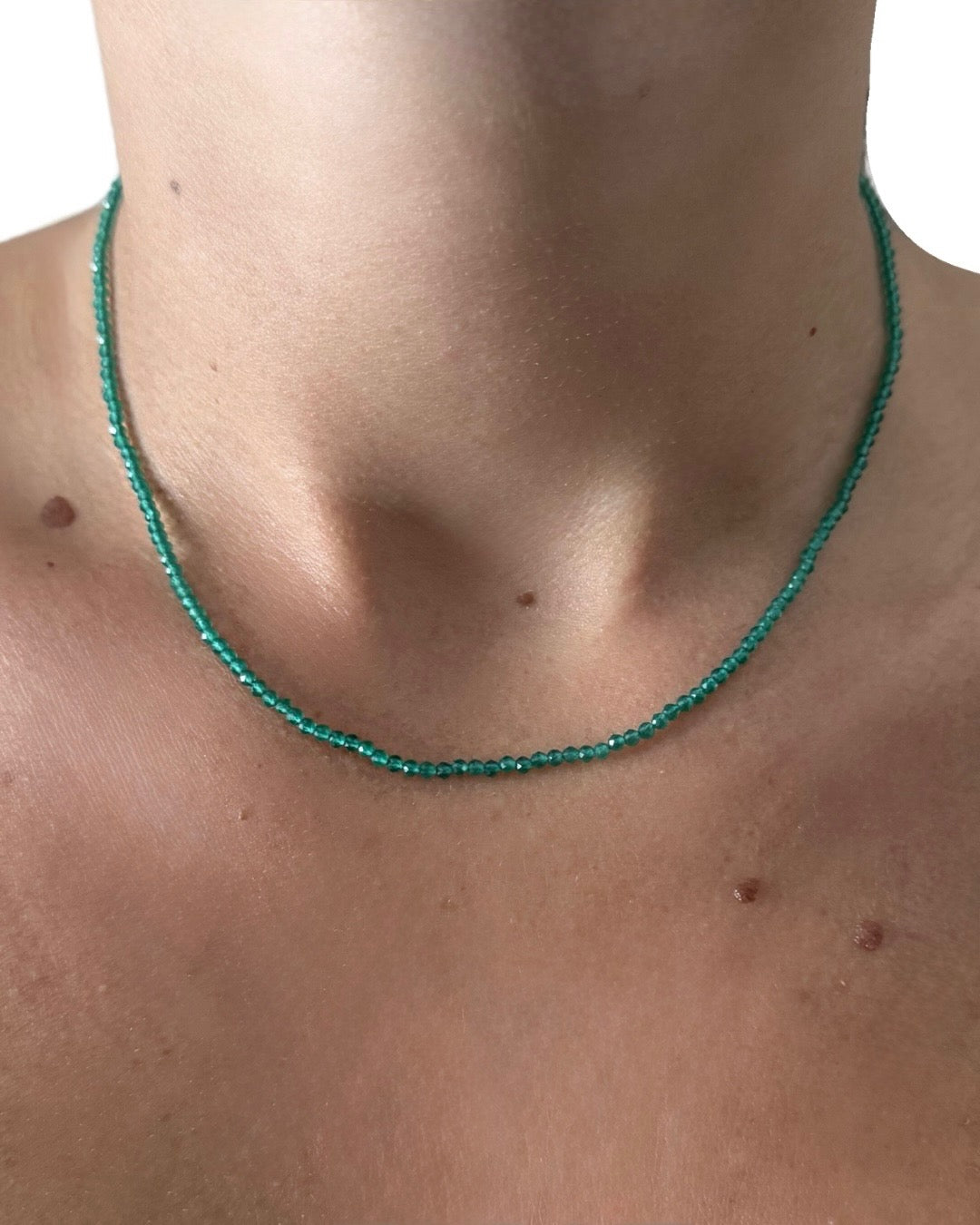 Green Onyx Faceted Rondelle Beaded Necklace