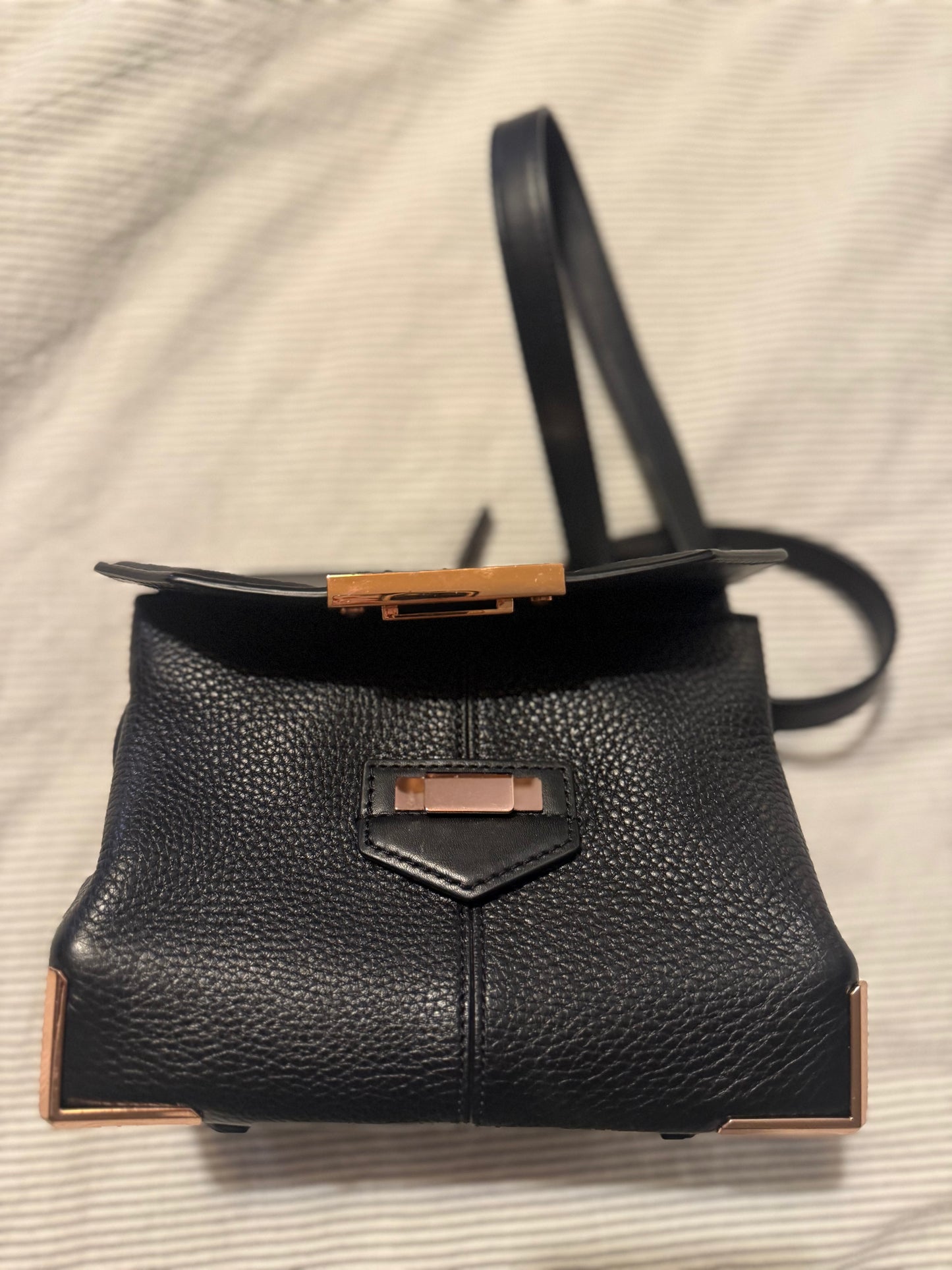 Alexander Wang Marion Prisma Black Pebbled Leather Crossbody Bag