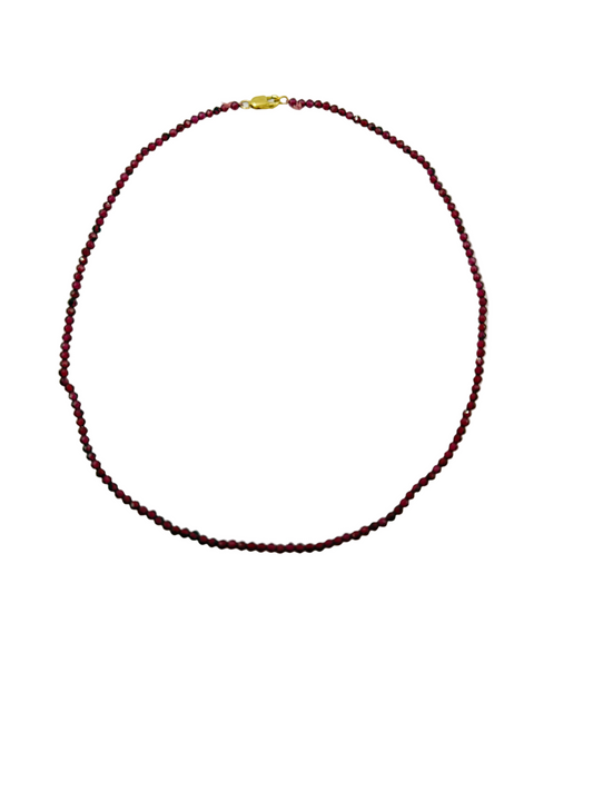 Red Garnet Faceted Rondelle Beaded Necklace